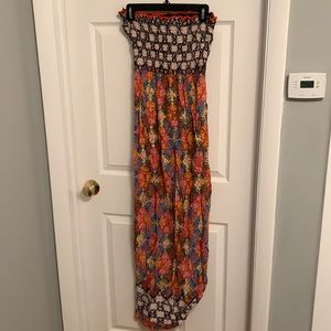 Strapless boho maxi dress long & colorful LG